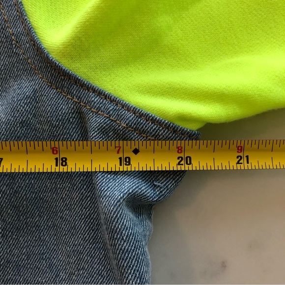 Fashion Nova Neon Sleeve Light Wash Denim Jacket Size XL - Picture 6 of 16